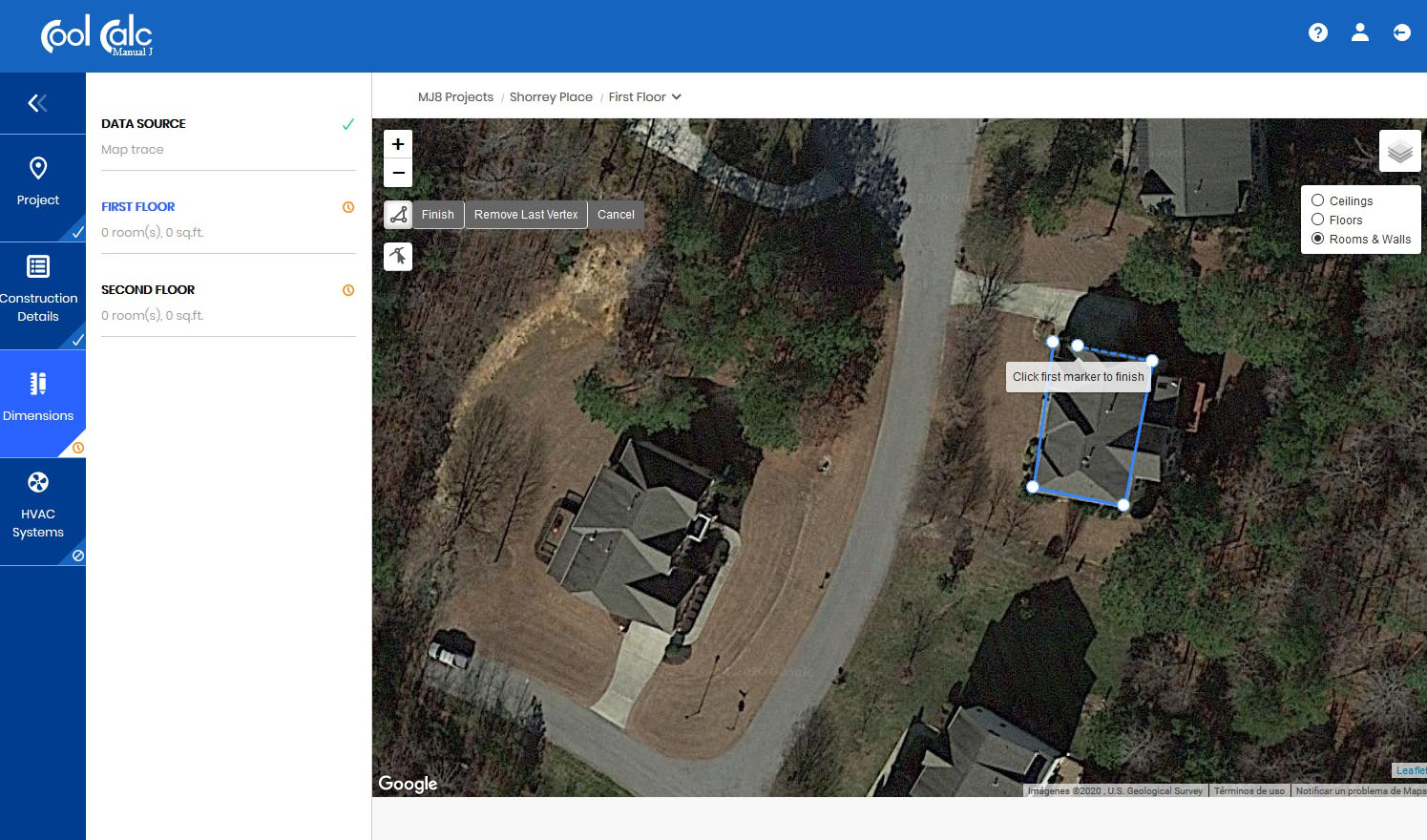 Creating map trace dimensions- CoolCalc Documentation